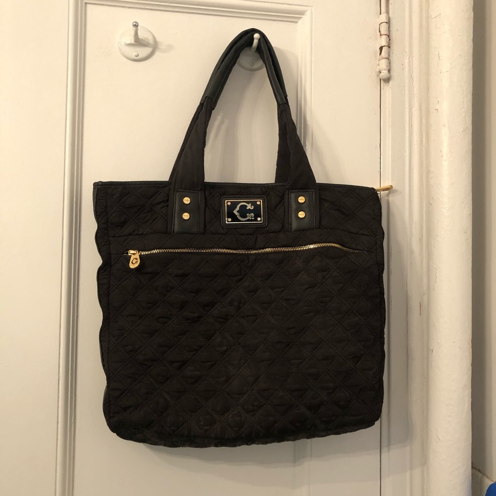 C Wonder Quilted Black Tote Bag